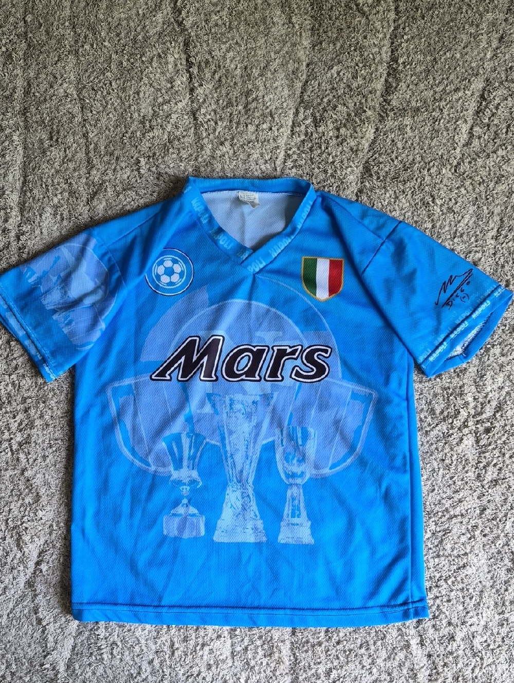 Mars Napoli Maradona 10 Diego Soccer Football Jersey Shirt Blue
